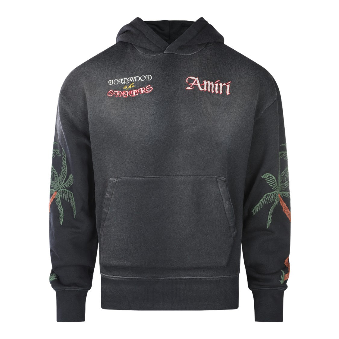 Amiri Embroidered Black Hoodie With Unique Graphics