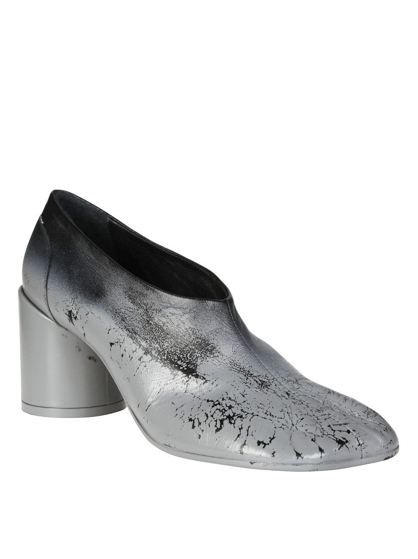 Mm6 By Maison Margiela Artfully Textured White Spray Leather Court Shoes