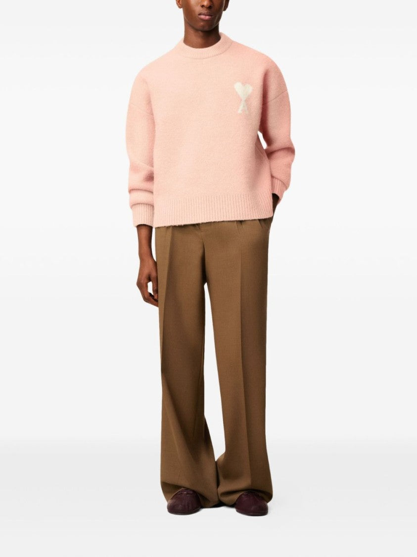 Ami Alpaca And Wool Sweater With Logo