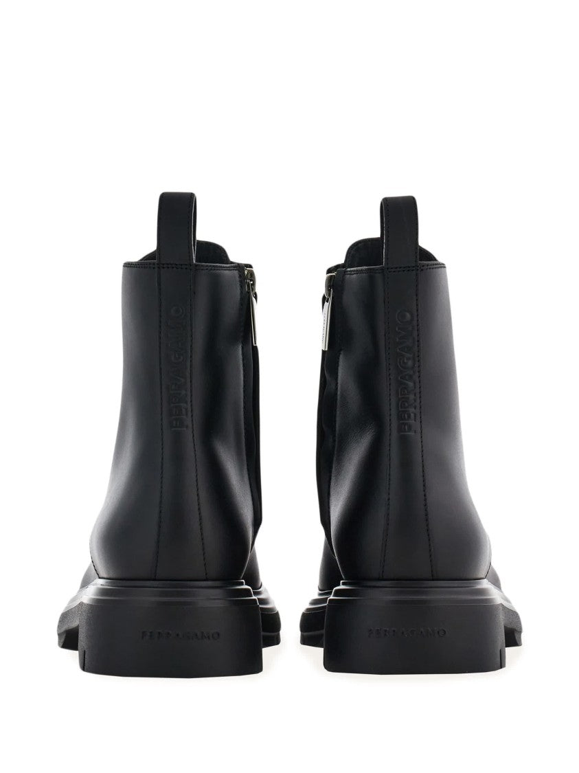 Salvatore Ferragamo Leather Dionne Lace-Up Rugged Ankle Boots