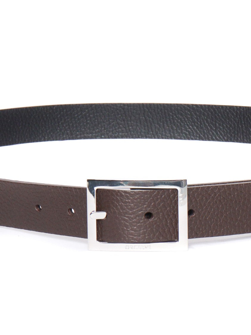 Claudio Orciani Textured Calf Rectangular Silver Belt