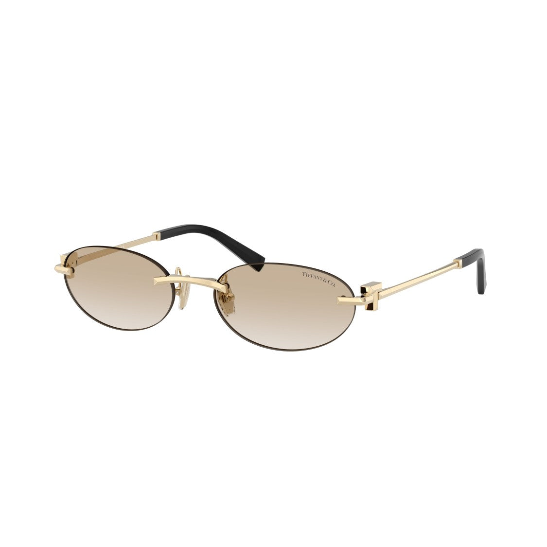 Tiffany & Co. Oval Rimless Sunglasses With Gradient Brown Lenses