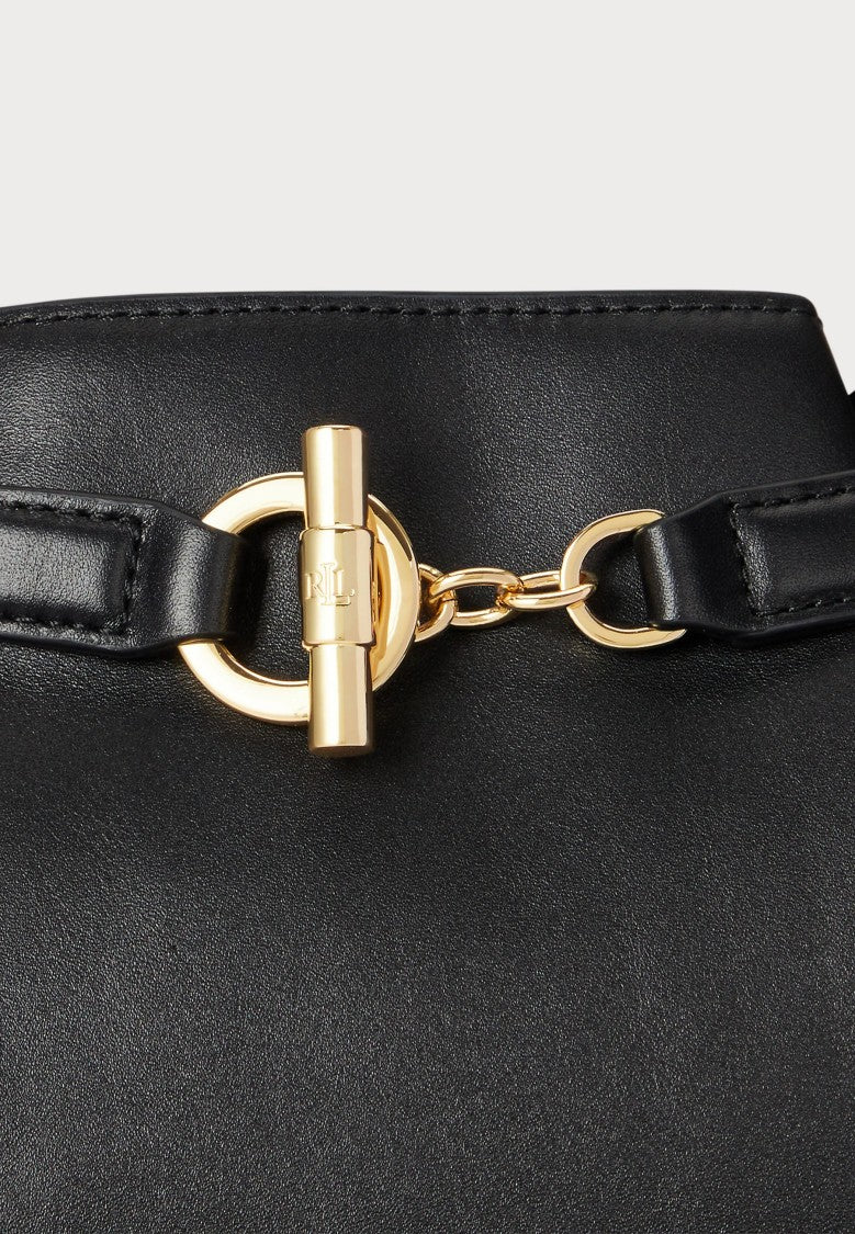 Lauren Ralph Lauren Black Smooth Leather Bucket Bag