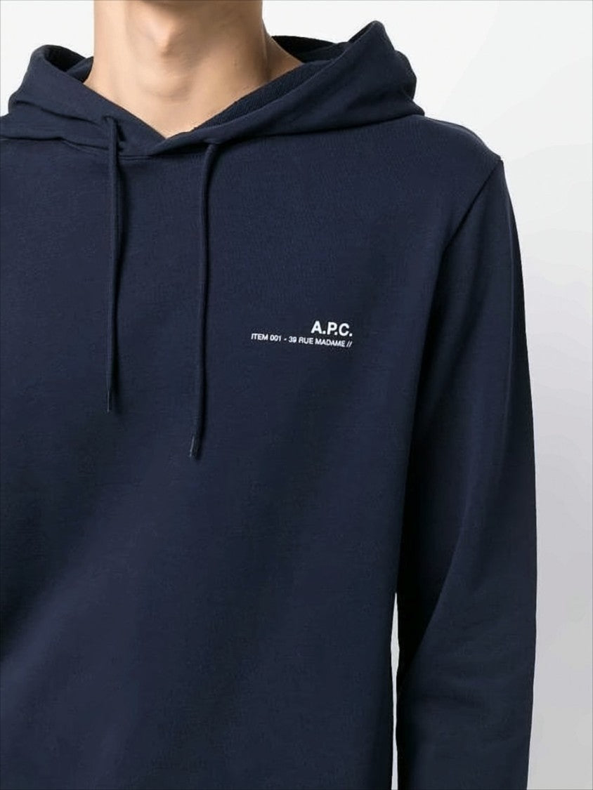 A.P.C. Classic Black Hoodie With Drawstring And Embroidered Logo
