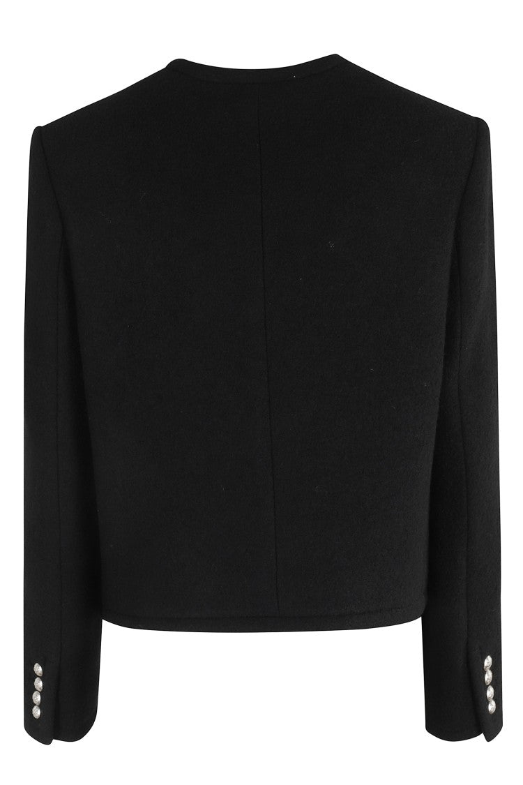 Dunst Cropped Black Tweed Jacket With Button Detailing