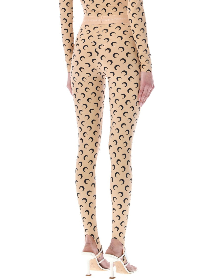 Marine Serre High-Waisted Leggings With Crescent Moon Pattern