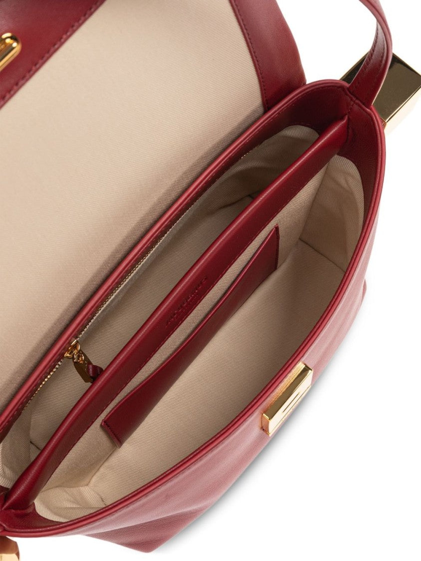 Jacquemus Structured Red Lambskin Shoulder Bag