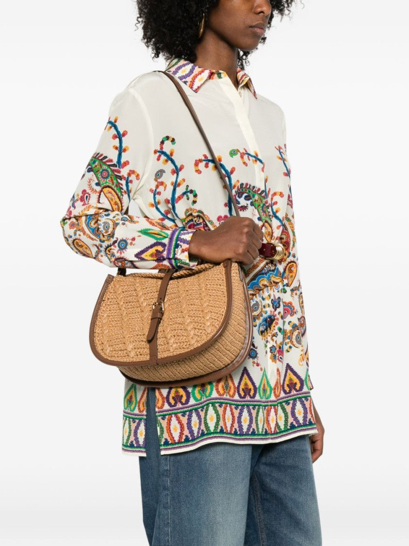 Etro Chevron Textured Calf Leather Shoulder Bag