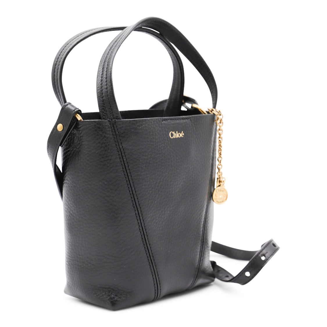 Chloé Textured Leather Spin Tote With Gold-Tone Accents