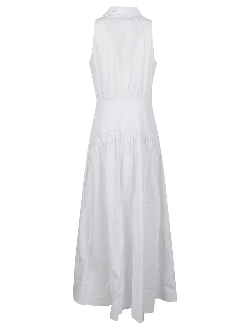 Staud Romy Collared Fitted Waist Cotton Midi Dress