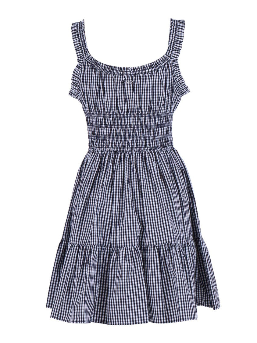 Michael Kors Black Gingham Ruffled Mini Dress