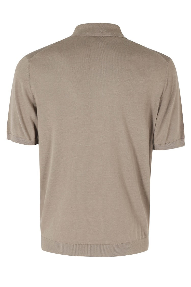 Kangra Brown Ribbed Trim Short Sleeve Cotton Polo Shirt