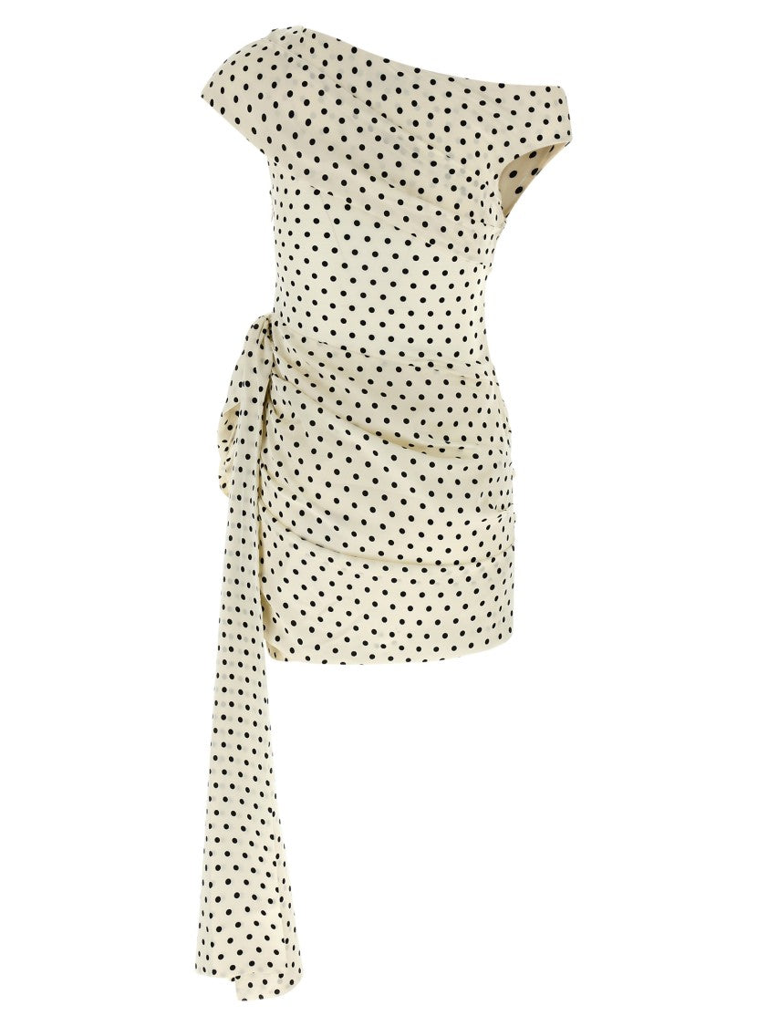 Self-Portrait 'Polka Dot Satin Tie Side Mini' Dress