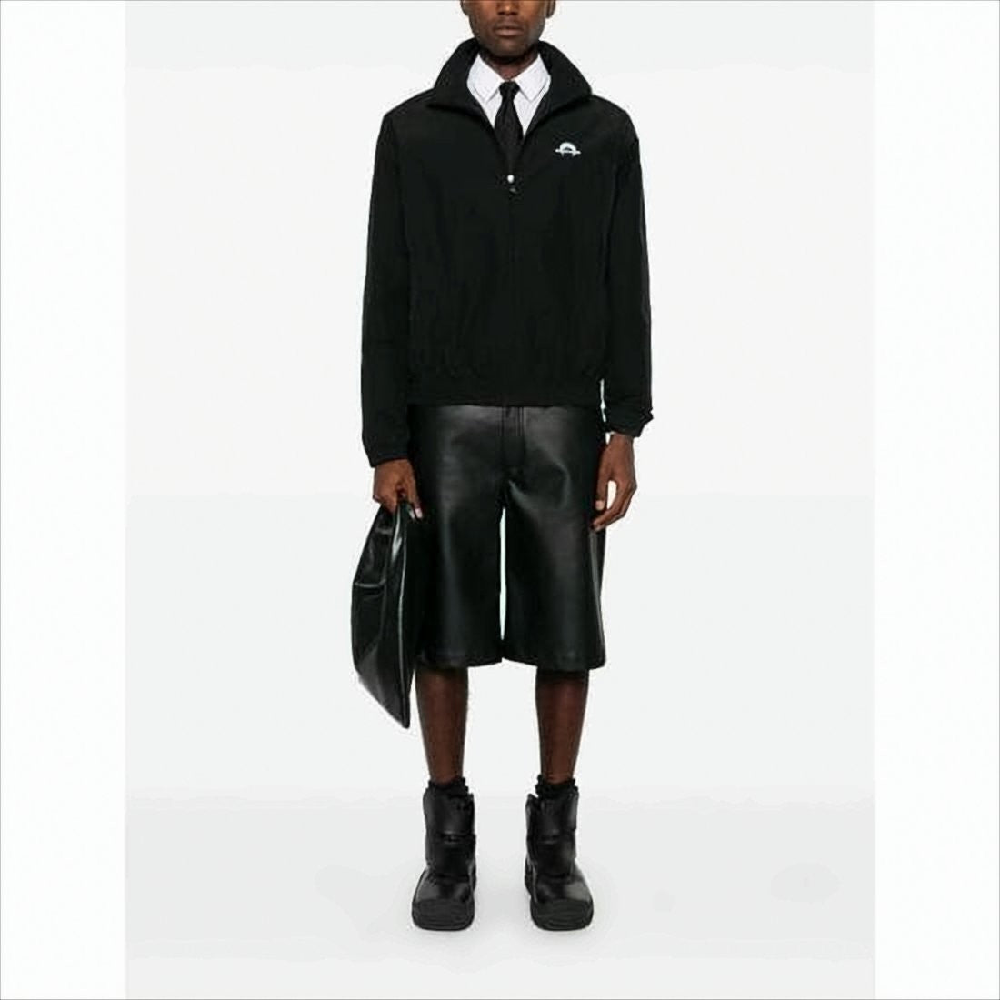 Marine Serre High Collar Black Jacket With Minimalist Design