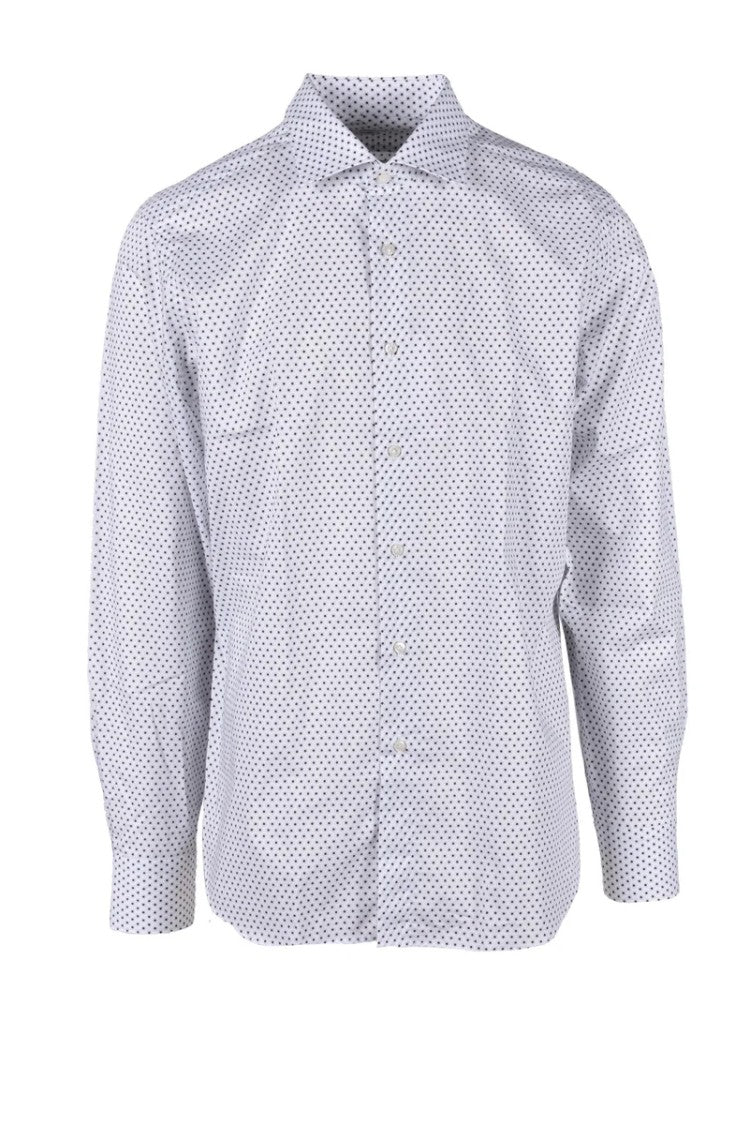 Brio White Brown Dotted Cotton Shirt