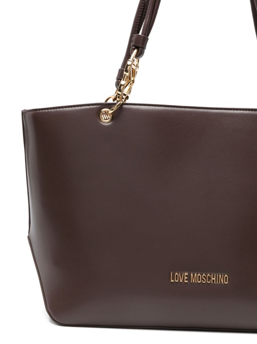Love Moschino Structured Brown Polyurethane Shopper Bag