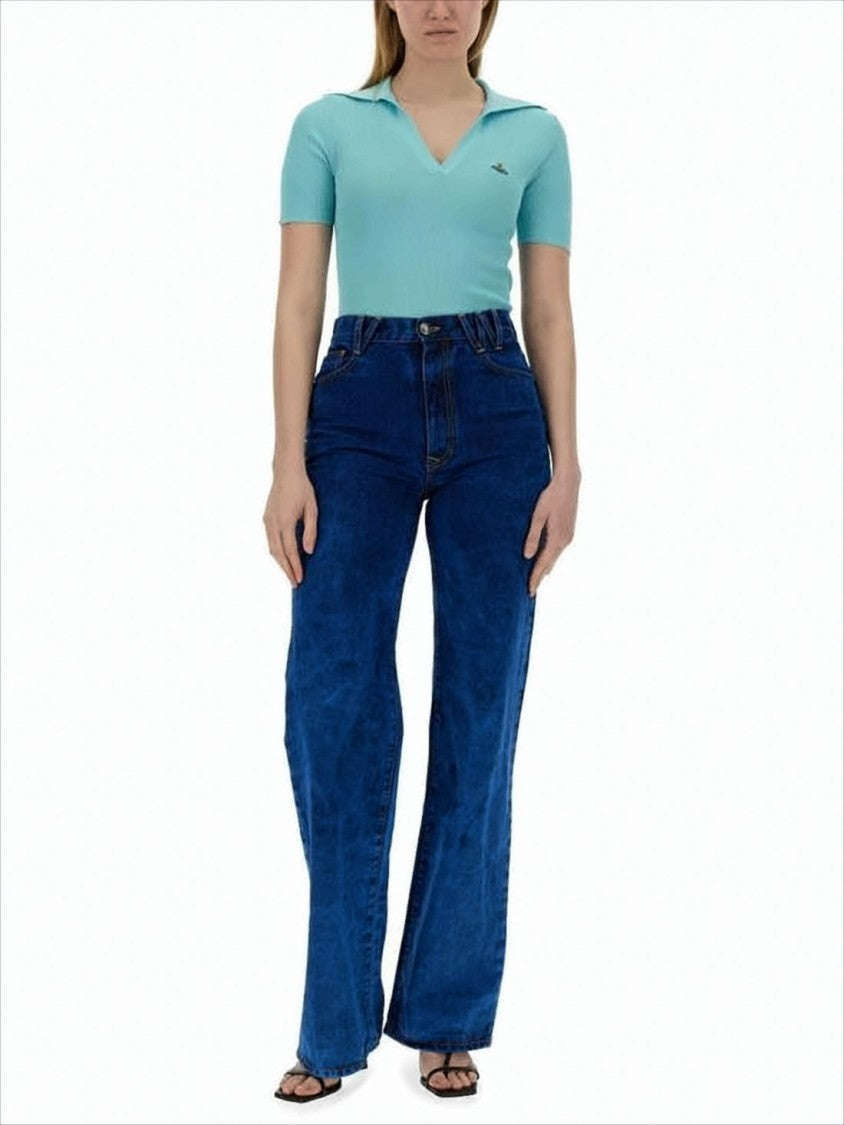 Vivienne Westwood Fitted Deep V-Neck Sweater With Ribbed Texture