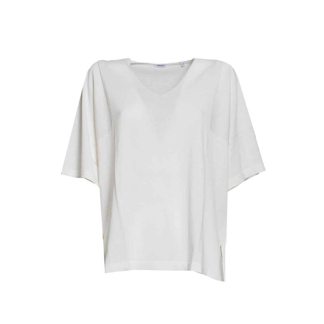 Aspesi Natural White Cotton Silk Knit T-Shirt