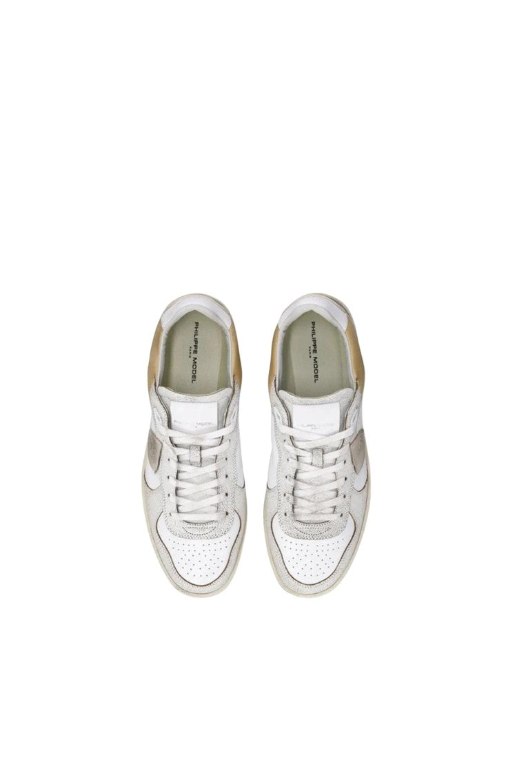 Philippe Model Veau Crackle Blanc Sable Sneakers
