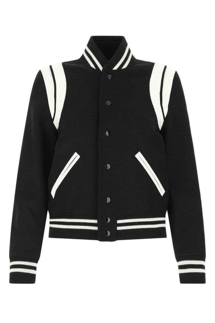 Saint Laurent Black Wool Blend Bomber Jacket