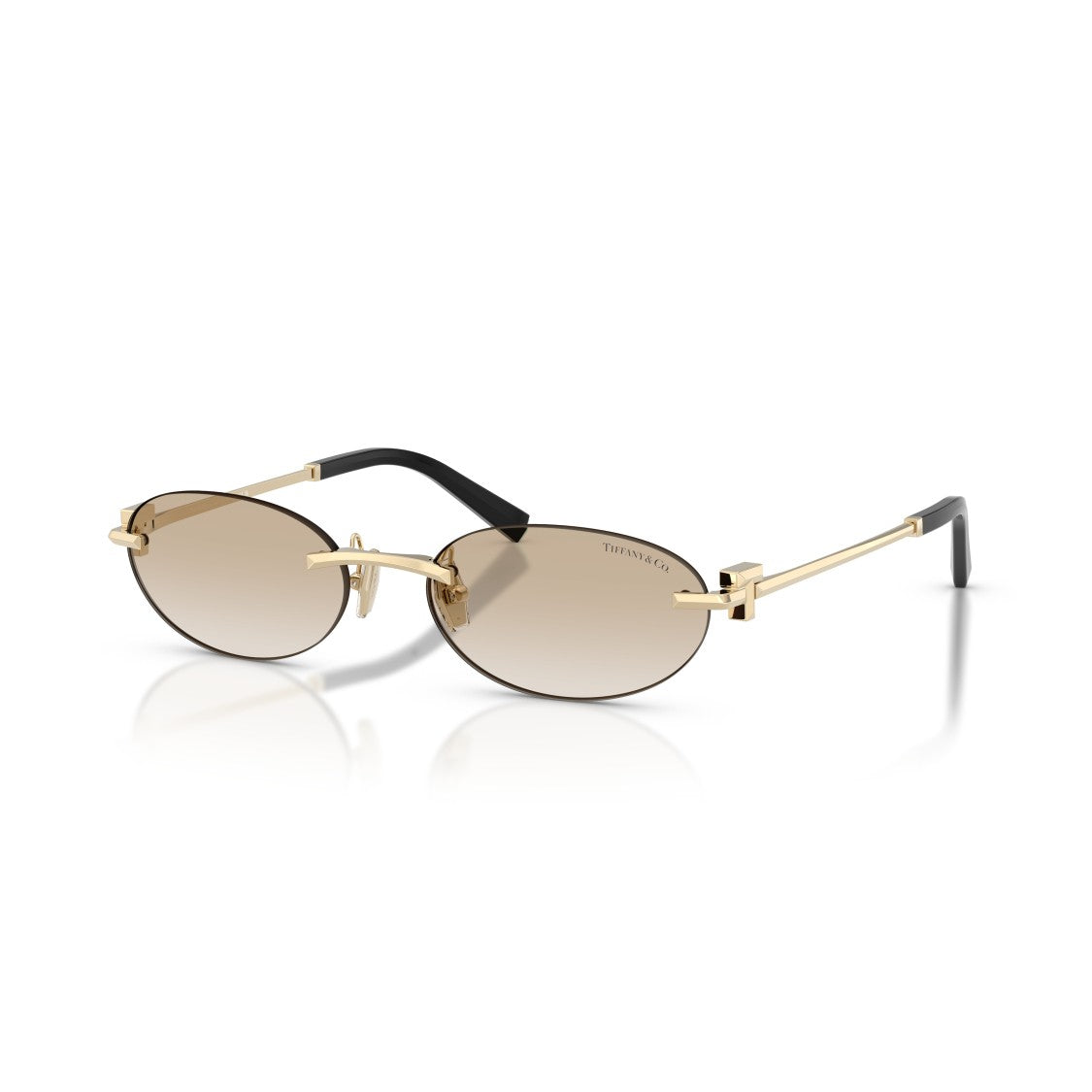 Tiffany & Co. Oval Rimless Sunglasses With Gradient Brown Lenses