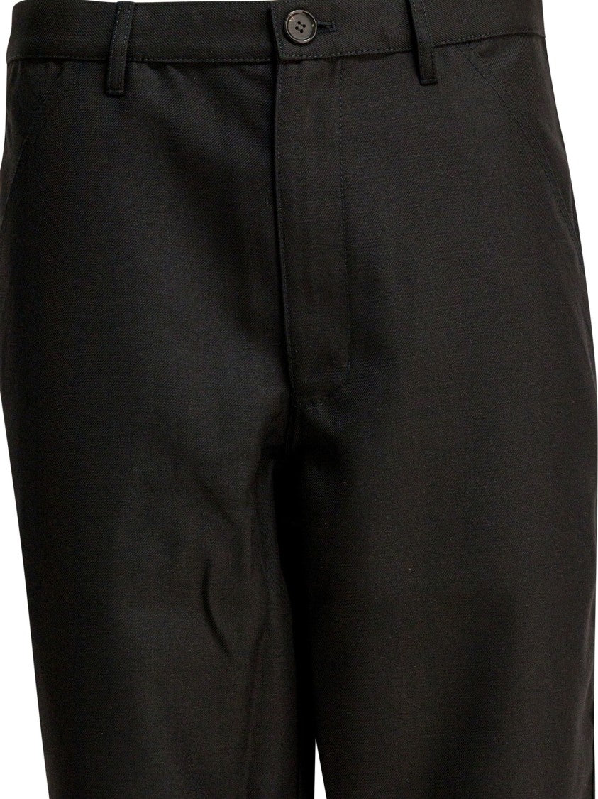 Comme Des Garçons Tailored Black Wool Blend Trousers With Functional Pockets