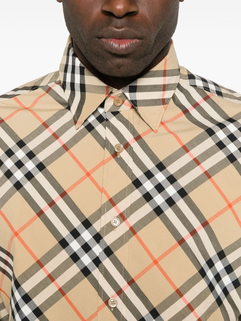 Burberry Check Print Casual Shirt With Classic Spread Collar