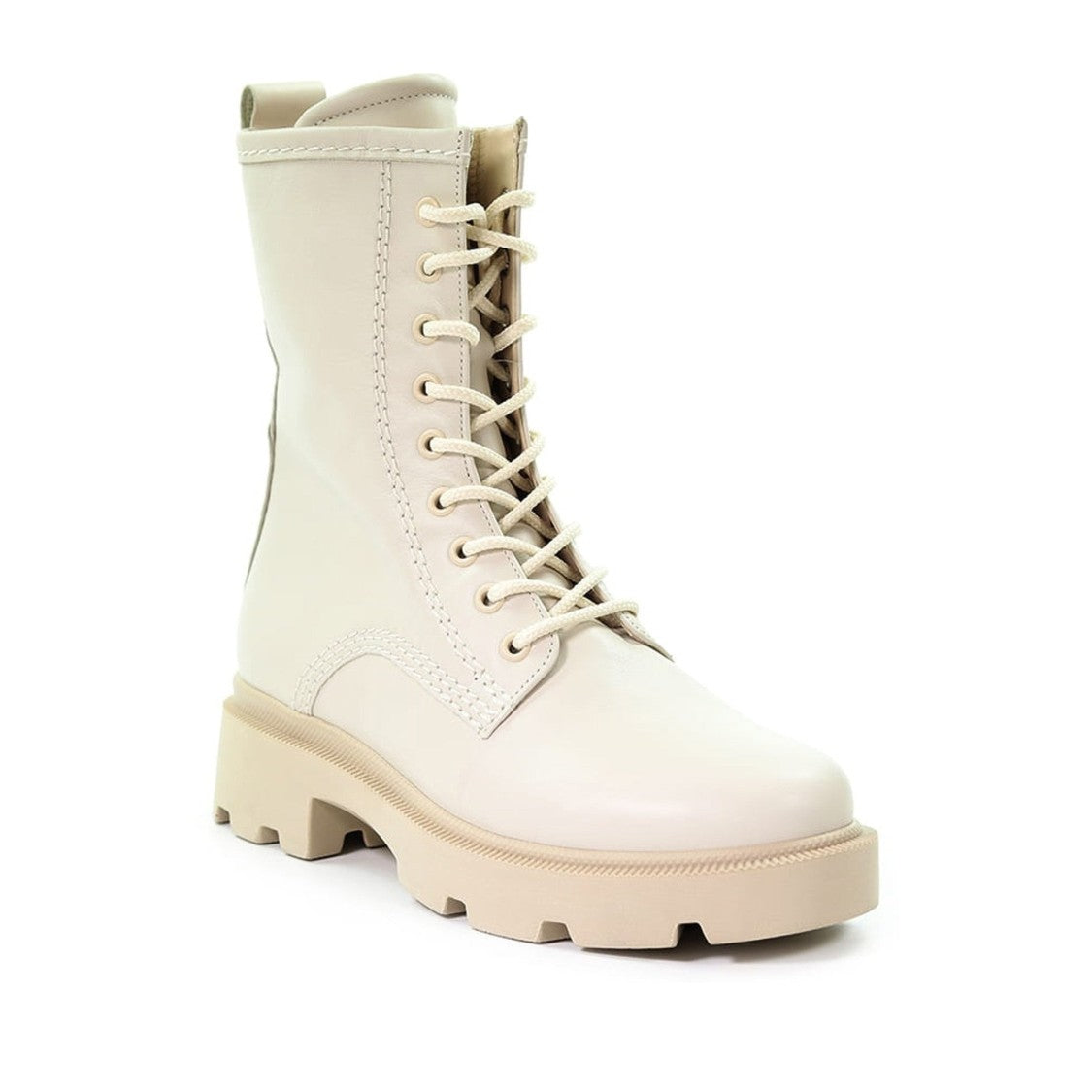 Gabor Beige Chunky Sole Lace-Up Leather Ankle Boots