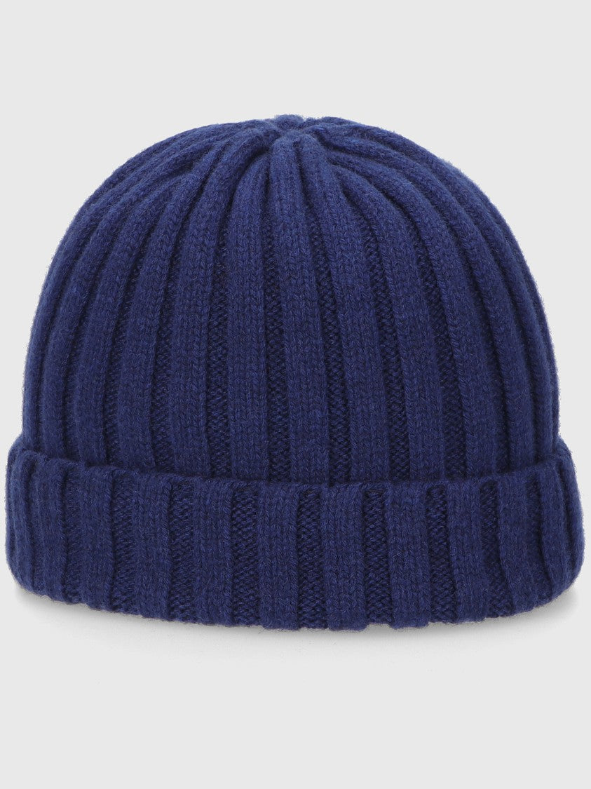 Borsalino Beige Hill Ribbed Cashmere Beanie Hat