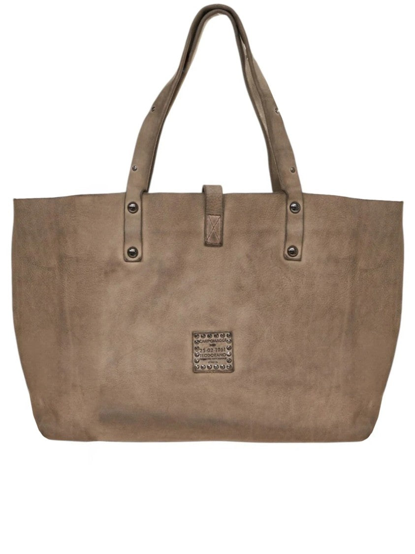 Campomaggi Cement-Finish Tote Bag With Studded Detailing