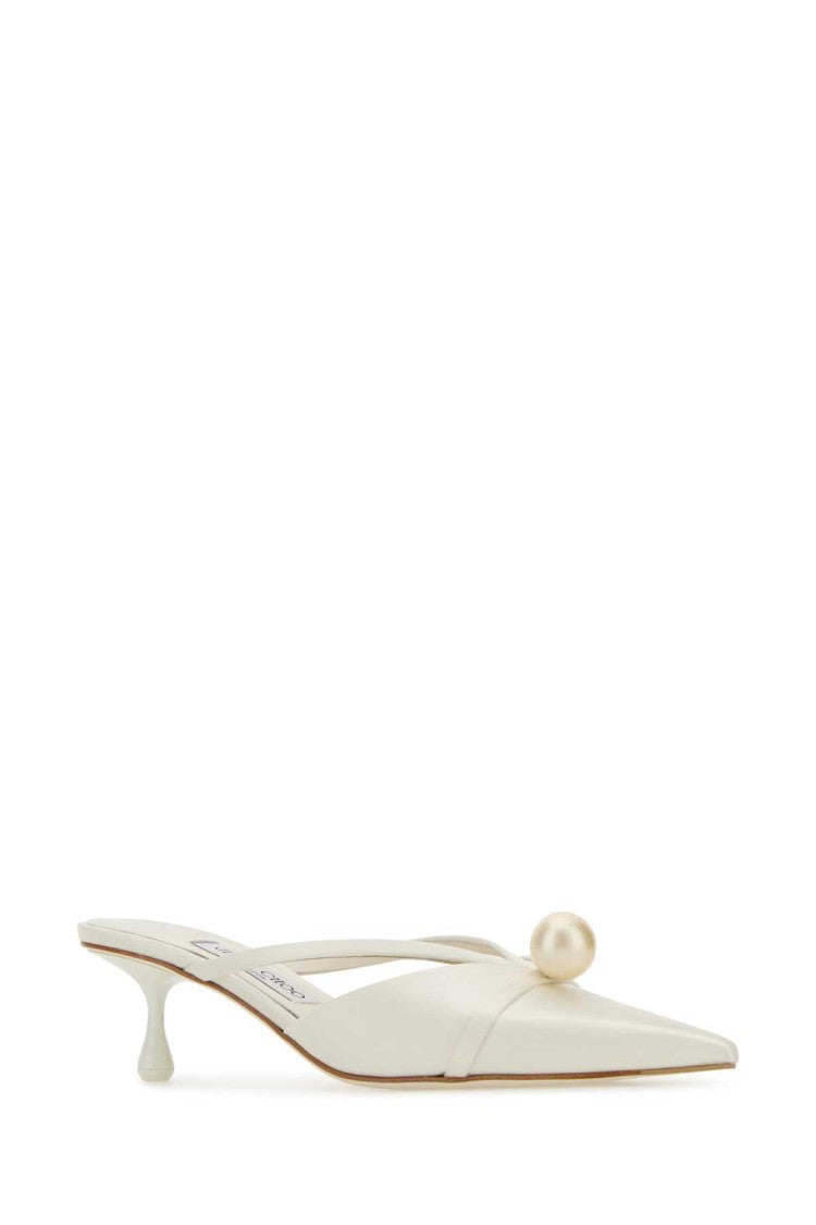 Jimmy Choo White Satin Sana Mules