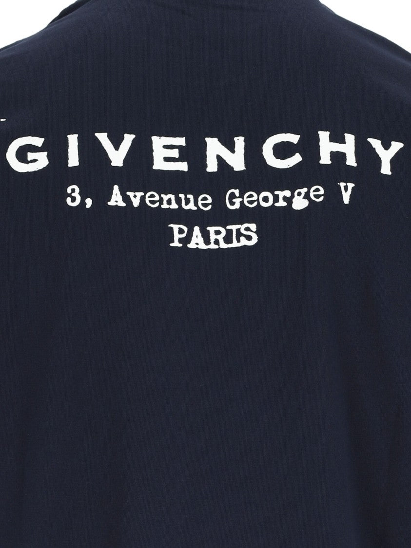 Givenchy Navy Cotton T-Shirt With Bold White Logo Print