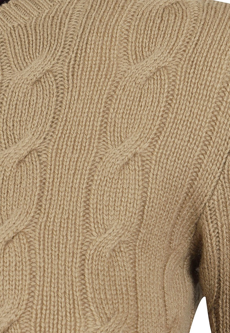 Polo Ralph Lauren Cropped Cashmere Cable-Knit Crewneck Pullover