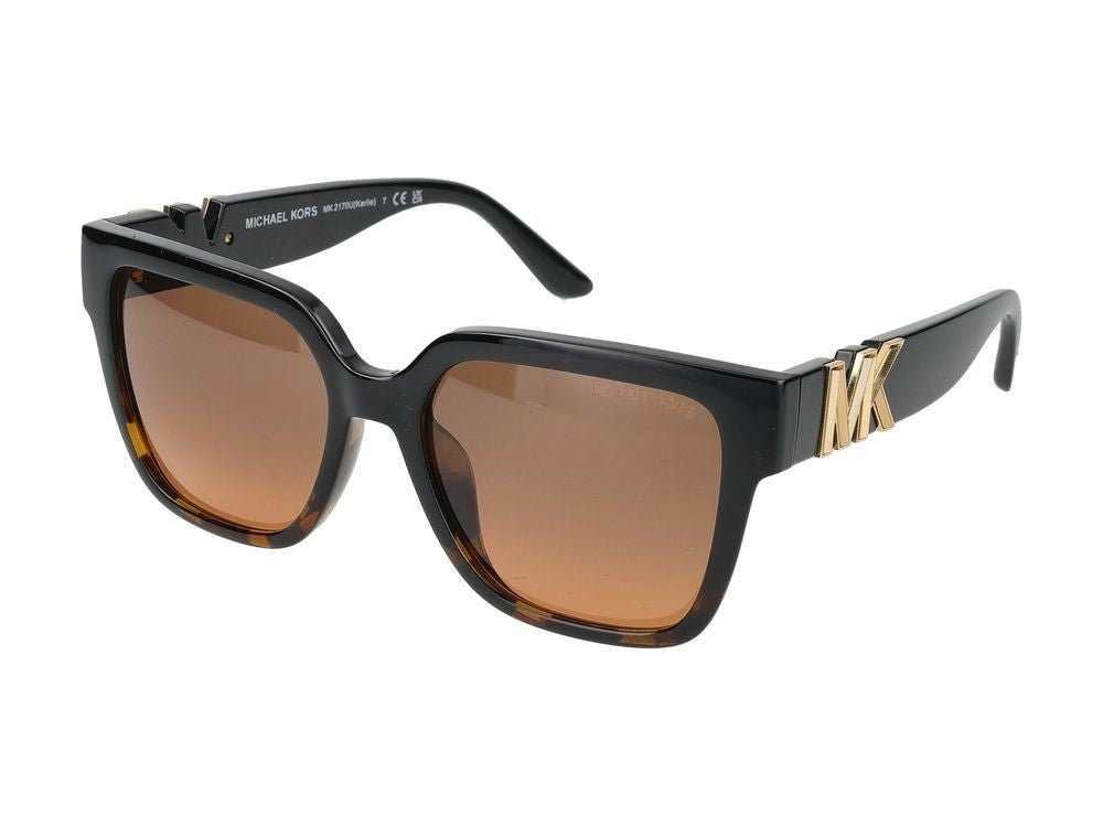 Michael Kors Oversized Square Frame Sunglasses With Gradient Lenses And Gold Accents