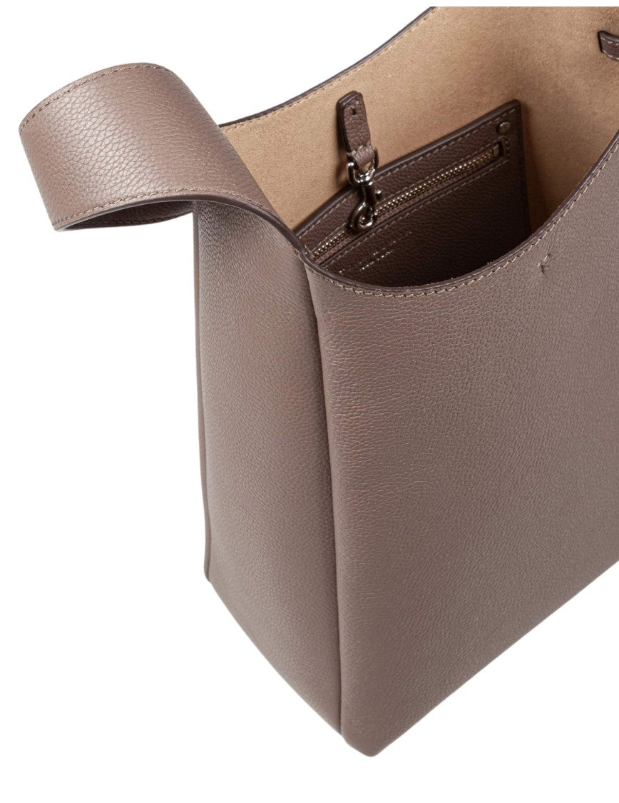 Tory Burch Romy Small Leather Hobo Bag, Wild Mushroom