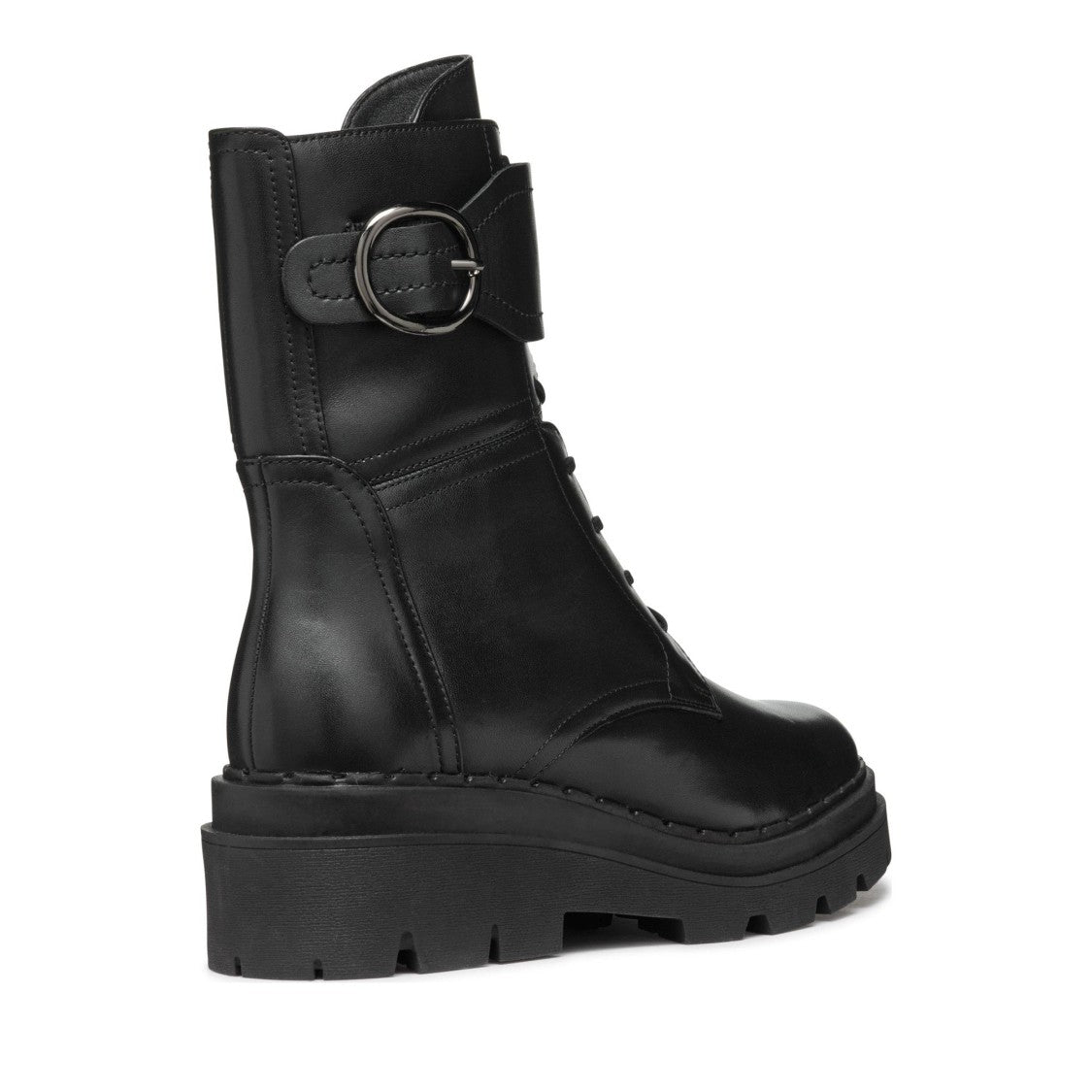 Geox Felleny Black Wool-Lined Lace-Up Leather Boots