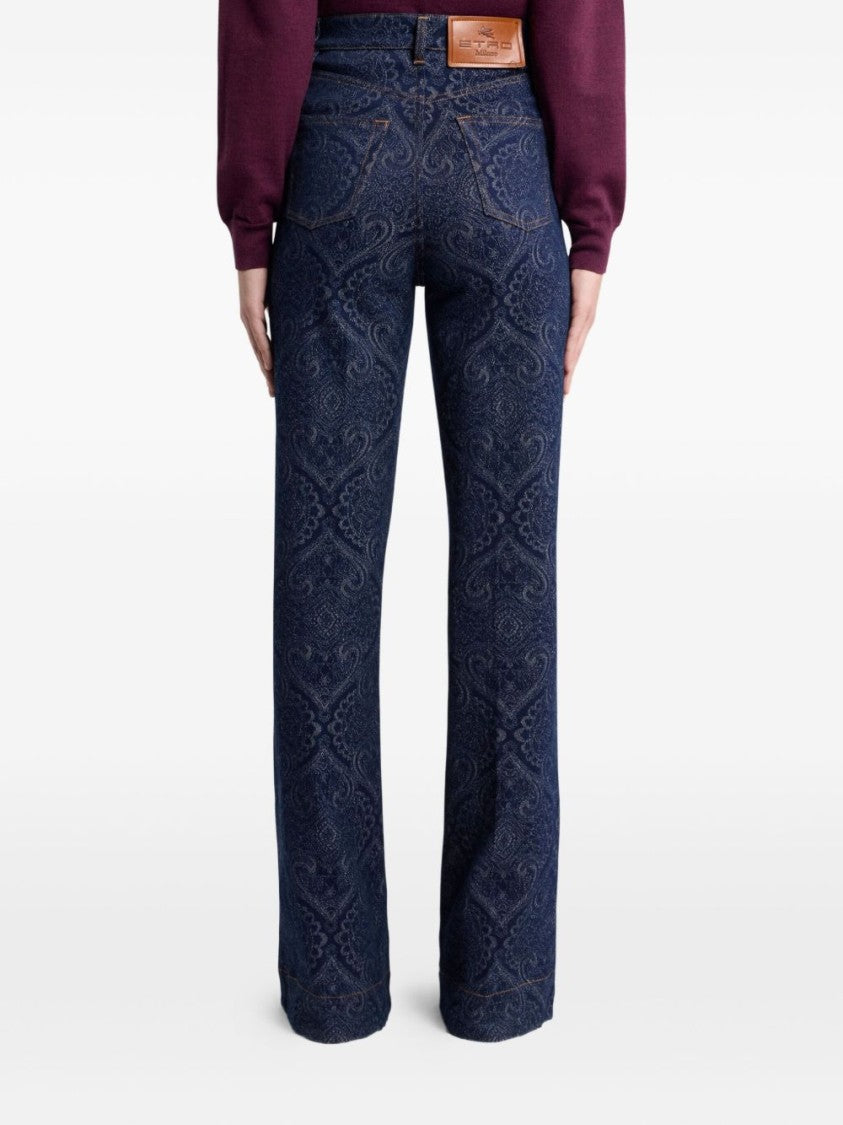Etro Flared Blue Washed Stretch Jeans