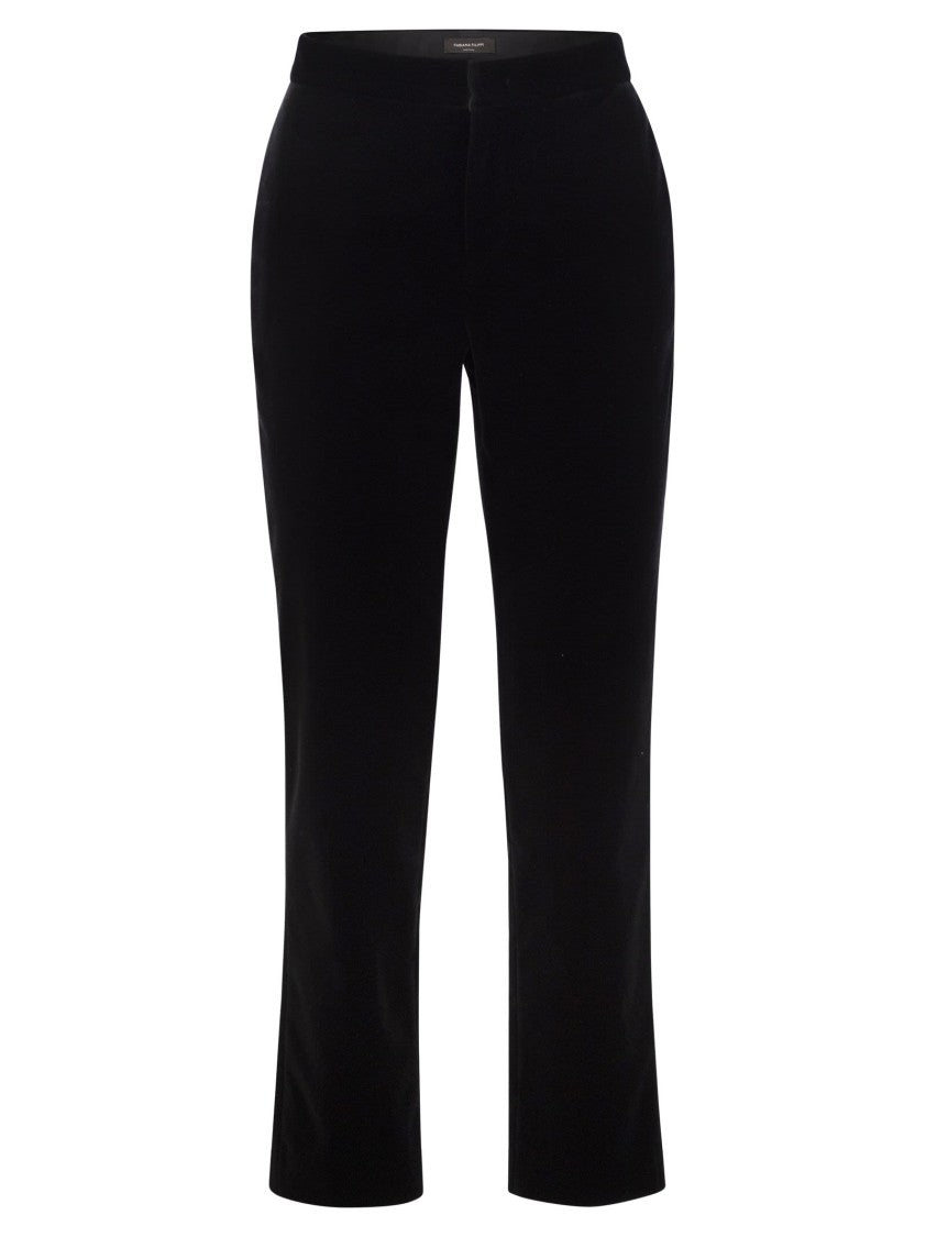 Fabiana Filippi Velvet-Textured Regular Fit Trousers With Side Pockets