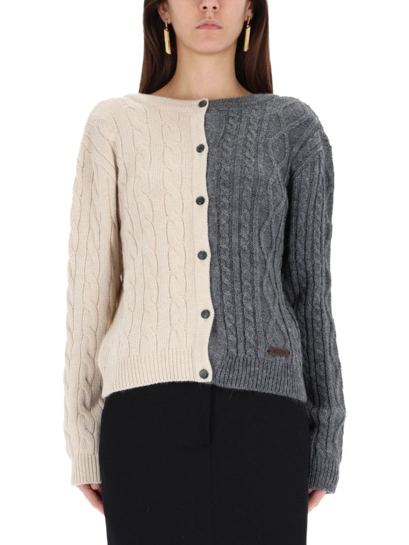 Moschino Two-Tone Cable-Knit Sweater With Reversible Design