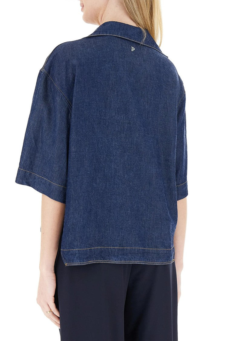 Dondup Blue Lyocell Denim Oversized Shirt