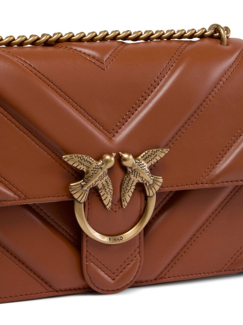 Pinko Quilted Chevron Bag With Bird Clasp