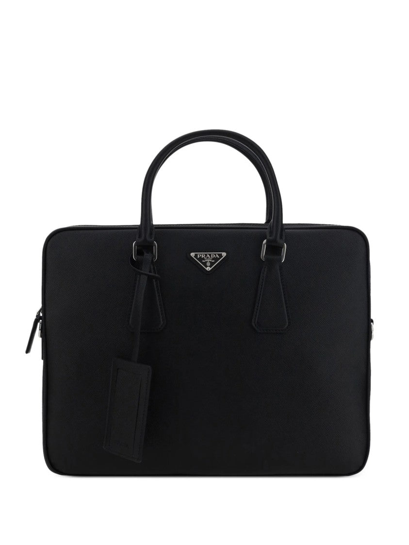 Prada Black Structured Leather Business Bag