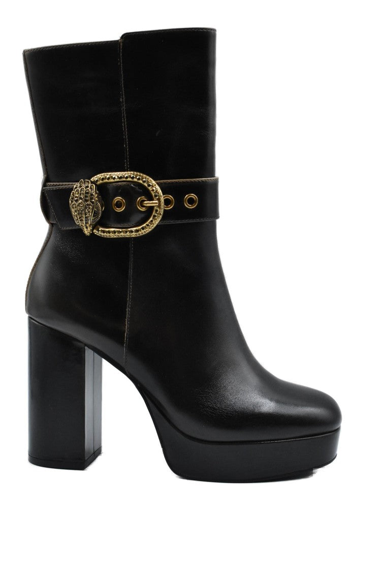 Kurt Geiger Brown Flat Shoes With Decorative Buckle And Platform Sole