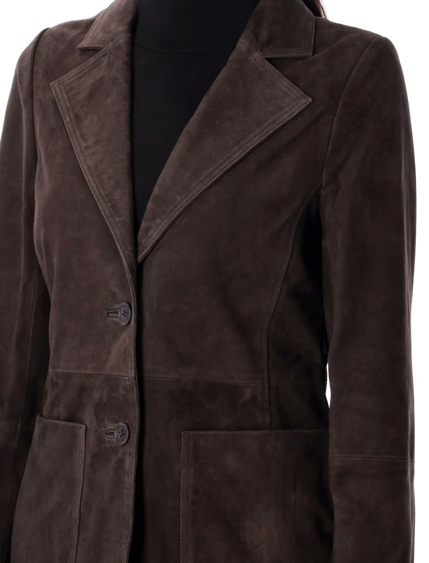 Róhe Tailored Brown Goat Suede Blazer
