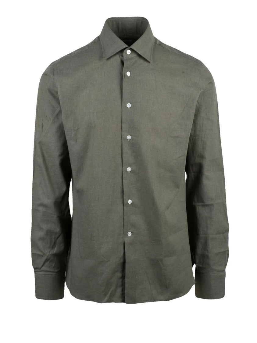 Borriello Green Cotton Linen Shirt