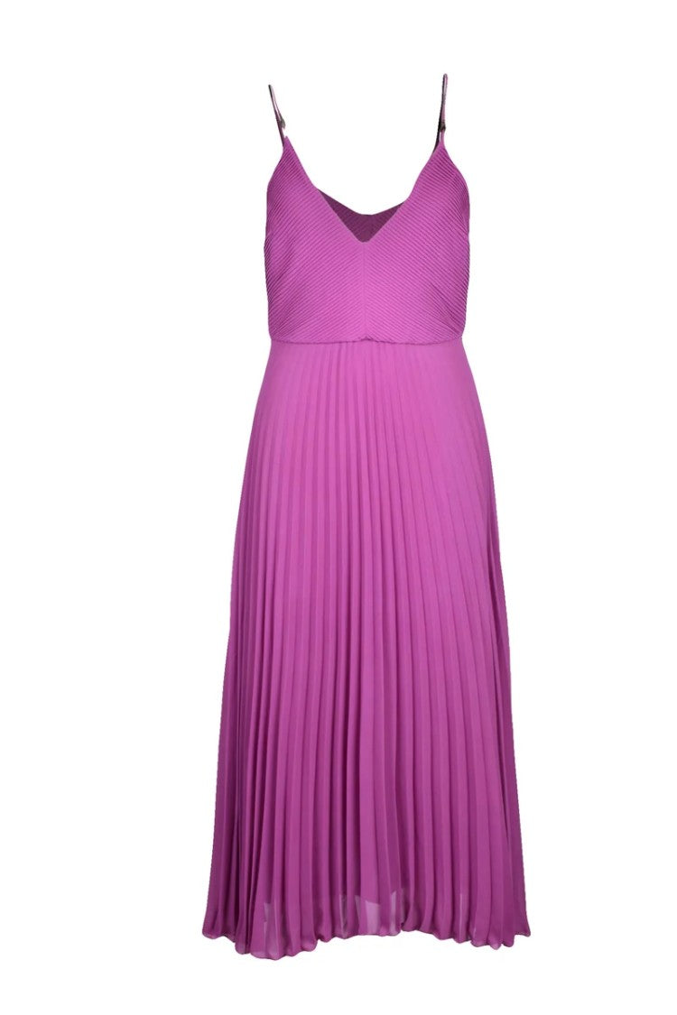 Patrizia Pepe Long Purple Pleated Dress