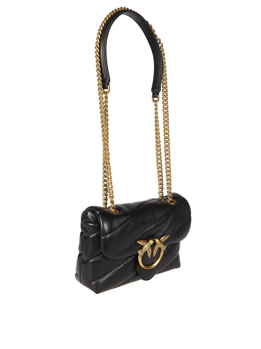 Pinko Black Quilted Baby Sheep Nappa Shoulder Bag