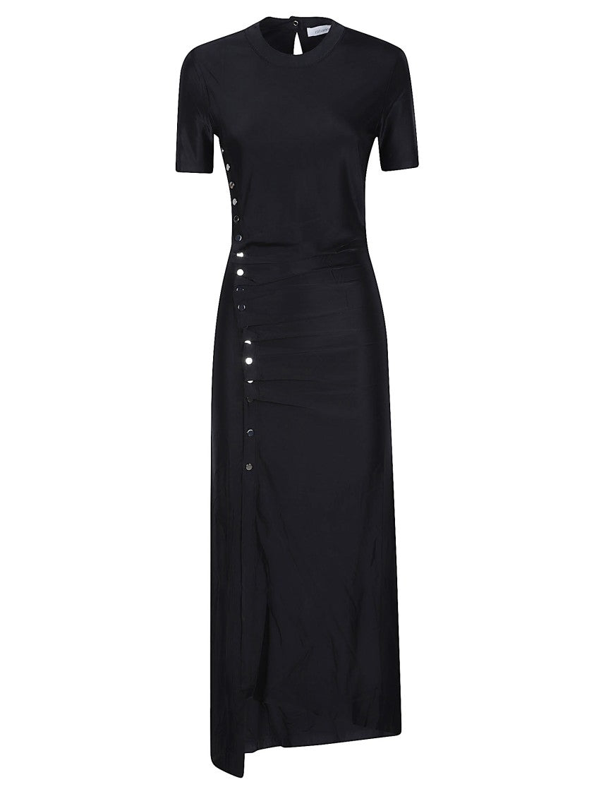 Rabanne Black Fitted Snap Button Dress