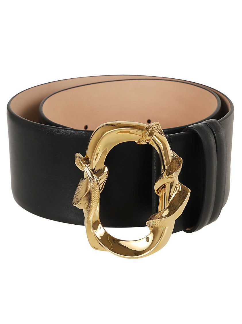 Alexander Mcqueen Engraved Snake Calfskin Belt