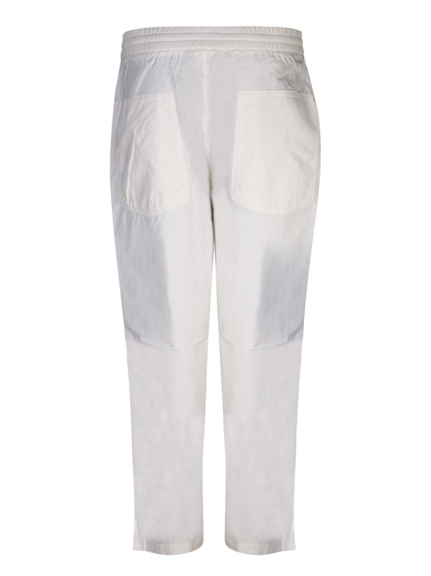 Officine Generale Organic Cotton Trousers With Curled Waistband And Side Pockets